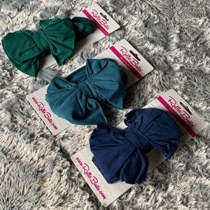 Ruffle Butts Bug Bow Headbands Lot New Navy Evergreen and Twilight